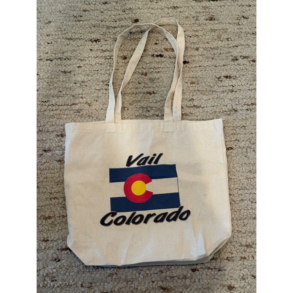 Vail Colorado Canvas Tote Bag Colorado Flag Reusable Shopping Beach Travel Bag